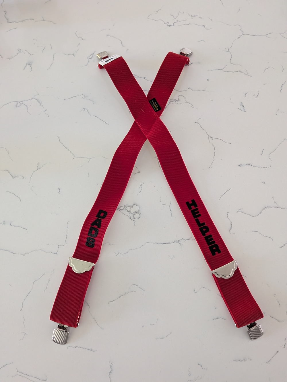 Kids Red 'Dad's Helper' Elastic Suspenders